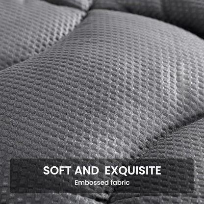 SLEEP ZONE Cooling RV Mattress Topper, Premium Zoned Cool Mattress Pad Cover, Padded Mattress Protector Breathable Washable, Deep Pocket 8-21" (Grey, Short Queen)