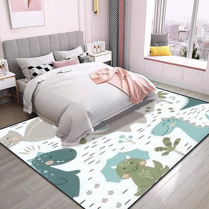 Dinosaur Baby boy Seamless Sweet Dino Palm Cactus Scandinavian Cute Area Rug Outdoor Patio Rug Play Mat Modern Floor Carpet Non-Slip Home Decor Living Room Kids Bedroom Nursery, 6x9 ft
