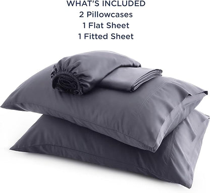 Bedsure King Size Sheets Set, Cooling Sheets for Hot Sleepers, Rayon Derived from Bamboo, Breathable & Soft, Deep Pocket Up to 16 Inches, Hotel Luxury Silky Bedding, Dark Grey