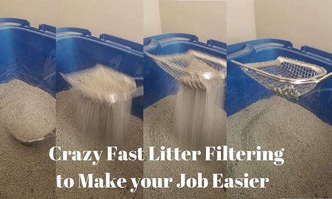 Sand Dipper Metal Cat Litter Scoop – Long Handle Cat Poop Scooper for Litter Box (27”), Heavy-Duty Stainless Steel Kitty Litter Scoop (Junior)-Mewly Pet