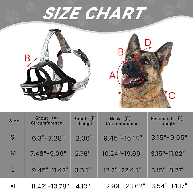 Dog Muzzle, Basket Muzzle for Small Medium Large Dogs, Anti-Biting and Chewing, Lightweight & Sturdy Cage Design, Allows Panting & Drinking, Ideal for Grooming & Training(Black Size XL)-Mewly Pet