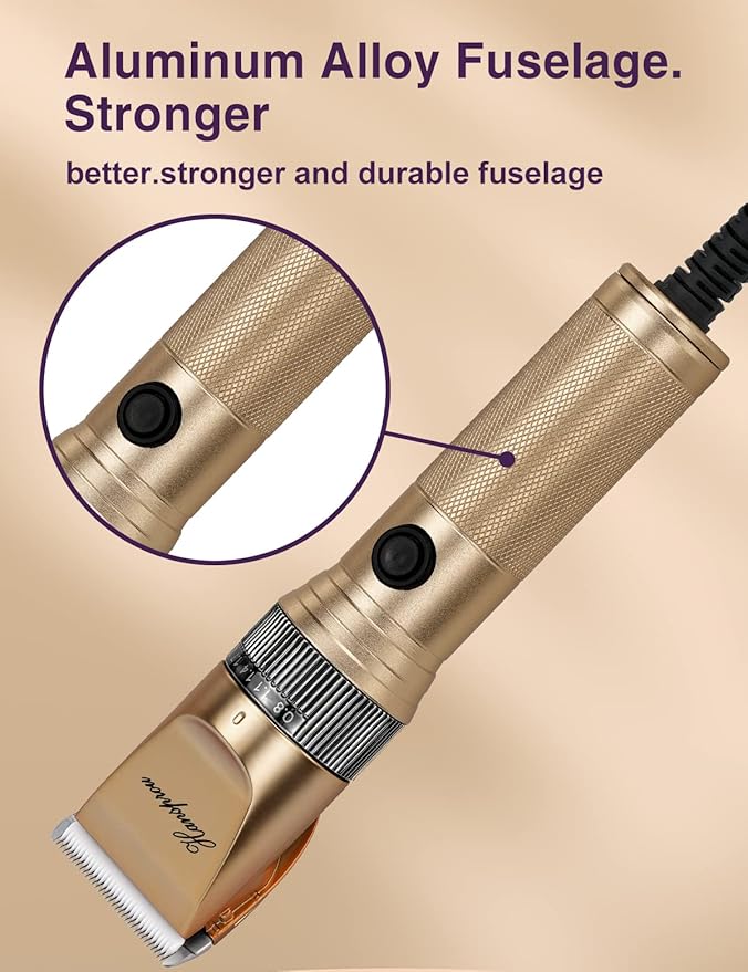 Dog Grooming Clippers, Professional Dog Clipper for Thick Coat 12V Plug-in Pet Trimmer High Power Pet Clippers Low Noise with Guard Combs Brush for Dogs Cats and Other Animal-Mewly Pet