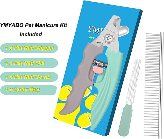 Dog Nail Clipper,Pet Nail Trimmers Safety Guard to Aviod Over Cutting,Puppy Cat Claw Trimmer,with Free Dog Comb & Nail File, Sharp Grooming Clipper, Great for Thick Toenail, Green-Mewly Pet