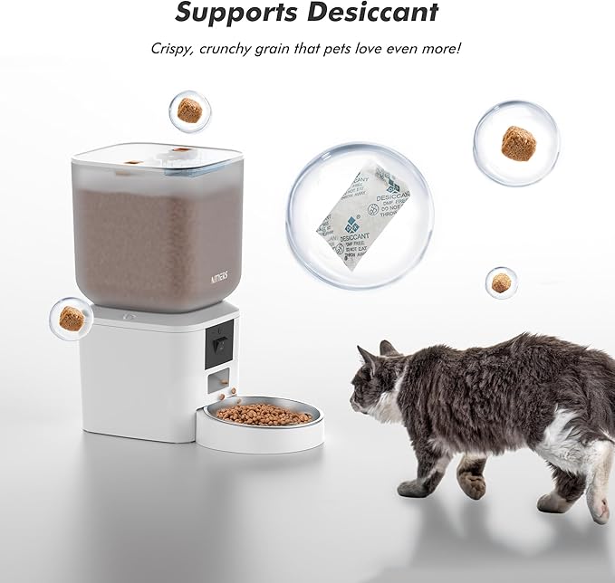 Automatic Dog & Cat Feeder with Camera & WiFi – 8L/34 Cups, 1080P Night Vision, 2.4 & 5G WiFi, 2-Way Talk, 10s Voice Recording, Timed Food Dispenser, Up to 99 Portions, 15 Meals Per Day-Mewly Pet