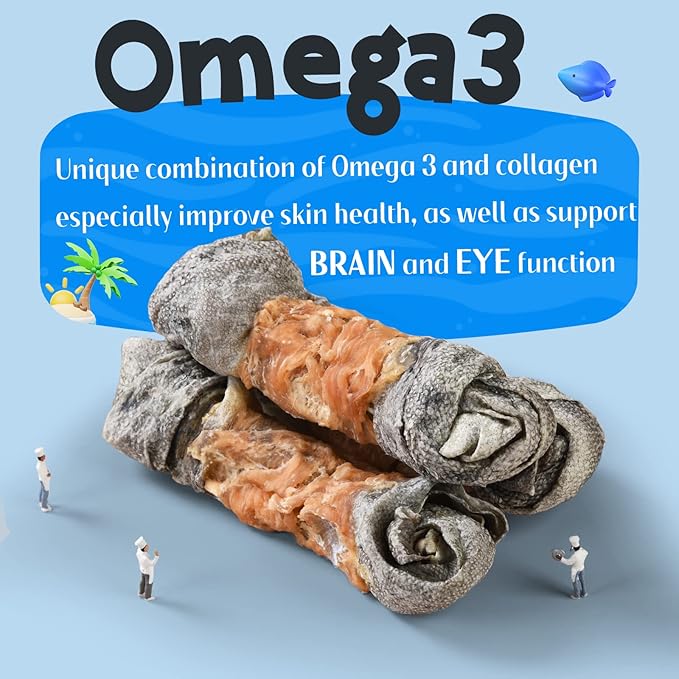 ASMPET Dog Treats Chews, Chicken Wrapped Cod Skin Knotted Bones Rawhide-Free & Grain-Free for Small Medium Large Breeds-Mewly Pet