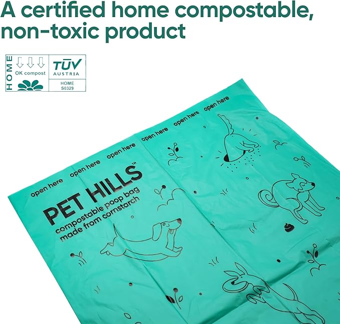 Compostable Dog Poop Bags – 120 Count Refill Rolls, TÜV OK Compost HOME Certified, Plant-Based Materials, Leakproof, Unscented, Extra Thick, Fits All Dispensers-Mewly Pet
