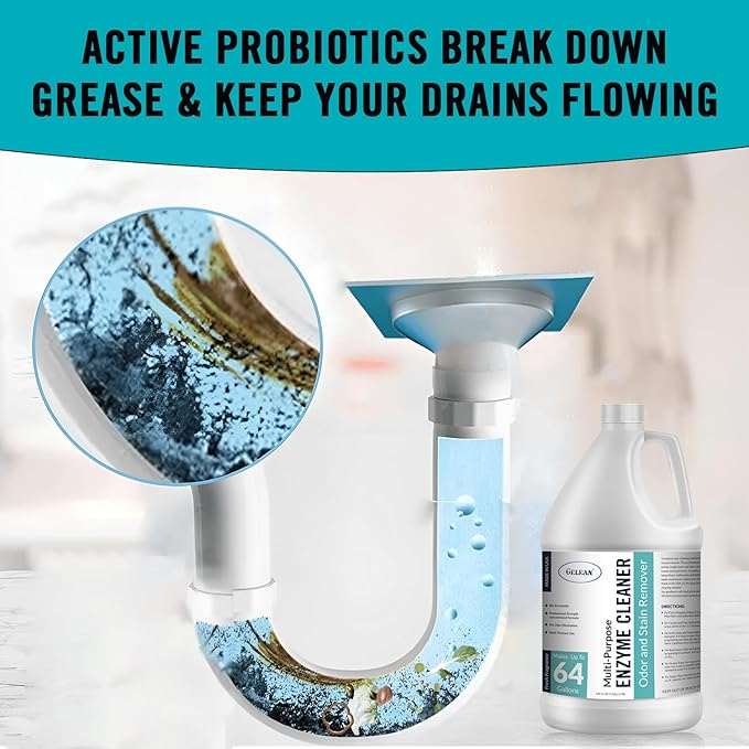 Multi-Purpose Probiotic Enzyme Cleaner, Made in USA - Pet Stain and Odor Remover - Concentrated - Professional & Home Strength Drains, Floors, Bathrooms, Toilets Trash Can, (1 gallon, Fresh fragrance)-Mewly Pet