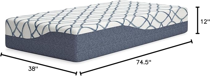 Signature Design by Ashley 12 Inch Chime Elite 2.0 Plush Green Tea Memory Foam Mattress for Cool Sleep and Pressure Relief, Twin, Fiberglass Free, Mattress In A Box