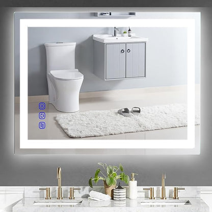 LED Bathroom Mirror with Lights 36"x24" Smart Wall-Mounted LED Mirror Lighted Bathroom Mirror with Stepless Dimmable,Touch Screen Button, Anti-Fog, Memory Function, Adjustable Colors