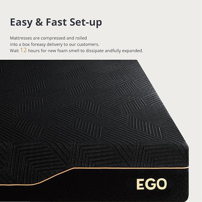 EGOHOME 14 Inch Twin XL Memory Foam Mattress for Back Pain, Cooling Copper Gel Bed in a Box, Foam Made in USA, CertiPUR-US Certified, Therapeutic Medium Firm,Daybed 38x80x14 Black