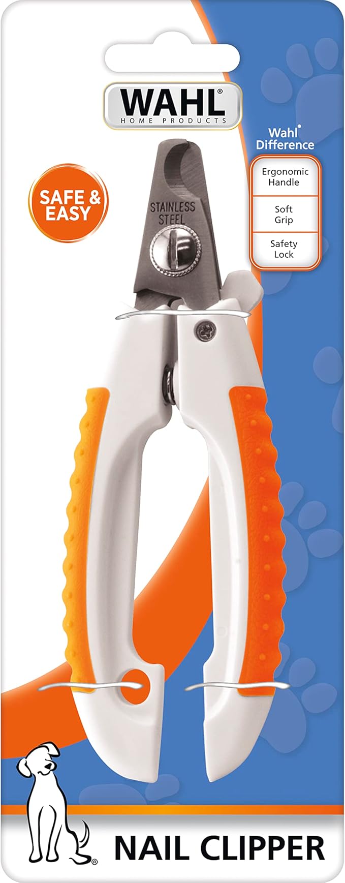 WAHL Pet Nail Clipper for Cutting Dog, Cat, & Animal Claws with Razor Sharp Stainless Steel Blades & Protective Safety Guard Locks for Safe Claw Care – Model 858448-Mewly Pet