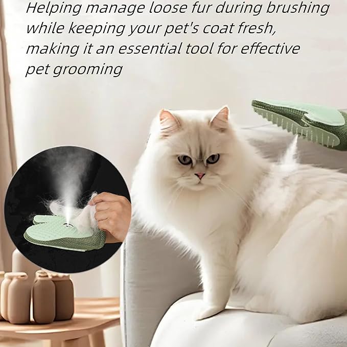Pet Hair Remover Glove, All-in-One Grooming Mist Glove for Pets, Upgrade Efficient Pet Hair Remover Electrostatic Gloves Grooming Spray Comb, Gentle Deshedding Efficient for Dogs & Cats (Green)-Mewly Pet