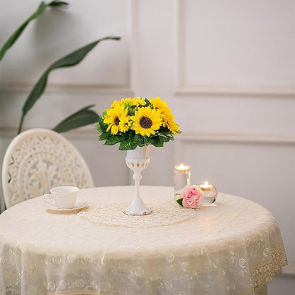 BLOSMON Sunflowers Artificial Flowers Centerpieces - 6 Pcs Fake Yellow Sunflower Flowers Ball Center Piece Decoration for Wedding Table Silk Kissing Floral Arrangements for Home Party Event DIY Decor