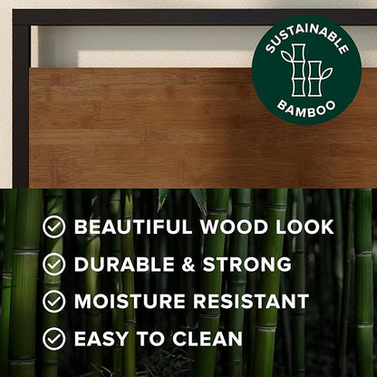 ZINUS Suzanne Bamboo and Metal Platform Bed Frame with Footboard, Wood Slat Support, No Box Spring Needed, Easy Assembly, King