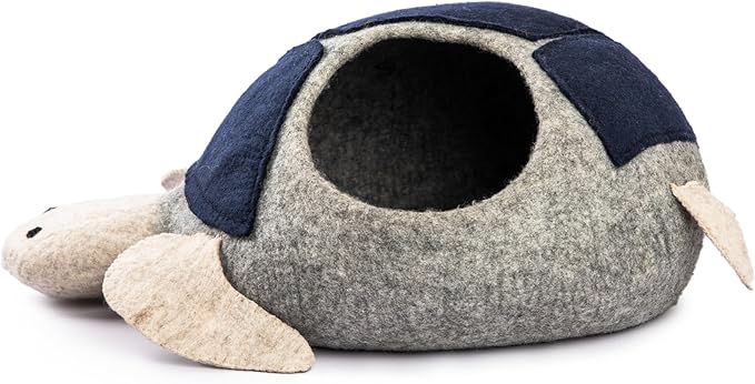 Luxurious Eco-Friendly Merino Wool Cat Cave Bed Sloth - Foldable Hideaway Pod for Indoor Cats - Premium Felt Kitten Beds - Covered Cat House for Ultimate Cozy Comfort by Woolygon-Mewly Pet