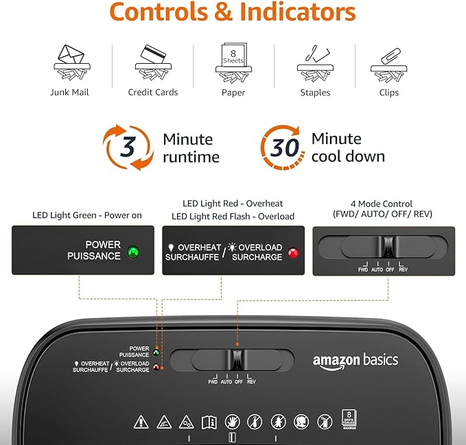 Amazon Basics 8-Sheet Cross Cut Paper Shredder and Credit Card Shredder - Black-Mewly Pet