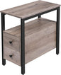 HOOBRO End Table, Narrow Chairside Table with Drawer and Open Storage Shelf, Nightstand for Small Spaces, Stable and Sturdy Construction, Wooden Look Accent Furniture, Greige and Black BG548BZ01G2