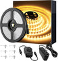 Warm LED Strip Lights,Onforu16.4ft Dimmable Strip Lighting,3000K 5m 12v Tape Light, 2835 LEDs Flexible Warm White Rope Light for Home,Kitchen,Under Cabinet,Bedroom, Christmas Decor, Non-Waterproof