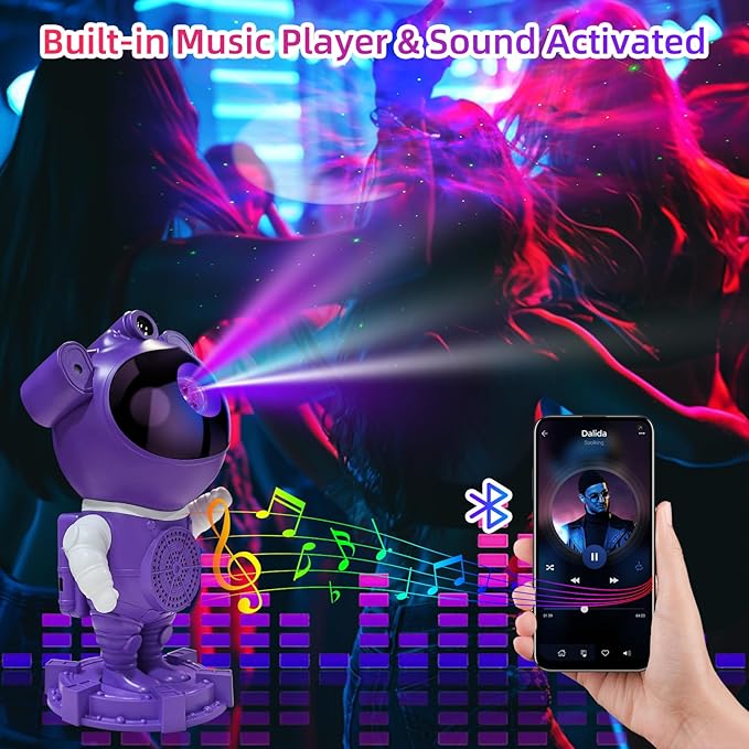 Star Projector Astronaut Galax Projector-Bluetooth Music- White Noise for Sleep-Star Moon Nebula Night Light for Bedroom,360° Adjustable Galaxy with Remote,Timer,Room Decoration,Gift Choice for Party