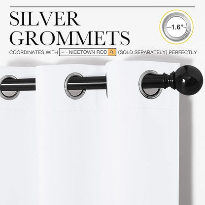 NICETOWN Draperies Curtains Panels, Blocking Out 50% Sunlight Window Treatment Curtains, Small Window Drapes for Bedroom (2 Panels, 55 by 68, White)