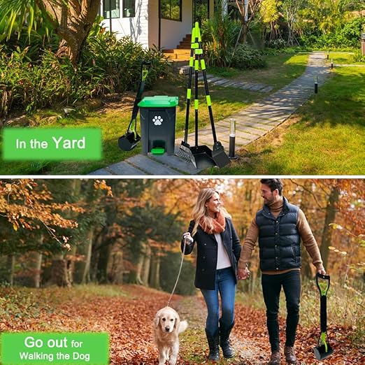 20L/5Gallon Dog Poop Trash Can Outside with Pooper Scooper & 50 Waste Bags- Outdoor Dog Poop Trash Can with Lid, Foot Pedal and Removable Inner Bin Waterproof and Odor Control-Mewly Pet