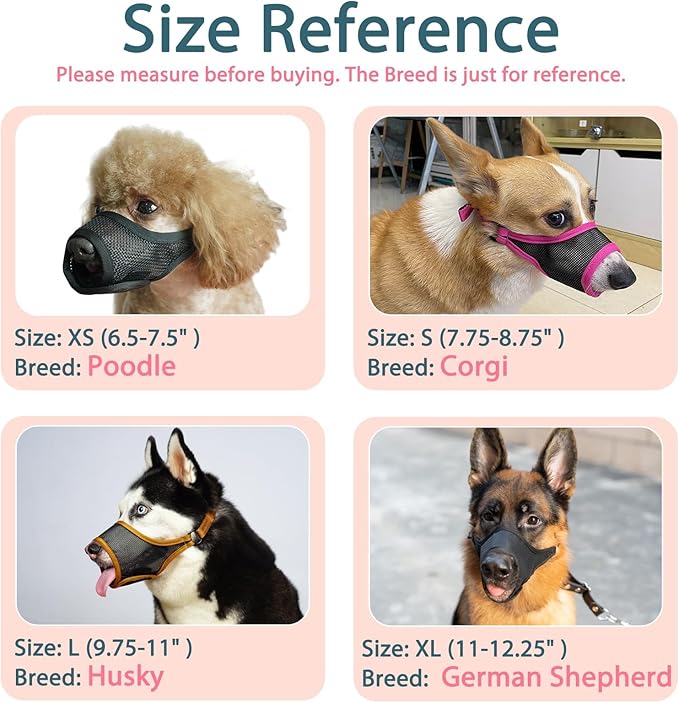 LUCKYPAW Dog Muzzle, Mesh Muzzle for Large Medium Small Dogs, Soft Mouth Guard for Biting Chewing, Breathable Mouth Guard with Adjustable Strap for Training(Brown, L(Snout:9.75"-11"))-Mewly Pet