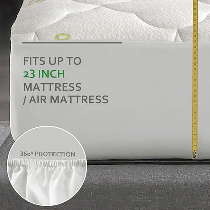 Air Mattress Cover Full Size Mattress Topper, Viscose Made from Bamboo Quilted Mattress Pad Topper, Noiseless Extra Plush Pillow Top Mattress Topper Full (15-23'' Deep Pocket)