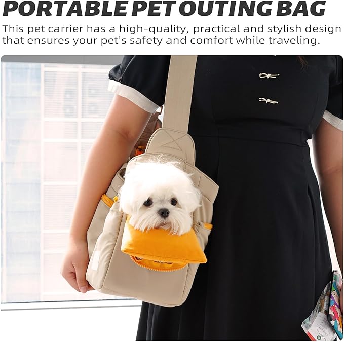 Soft and Comfortable Pet Carrier and Business Backpack with Strong Support - Ideal for Business, Travel, and Outings with Small Dogs and Cats (Kahki,15.7" L x 5.5" W x 9.8" H，up to 16lbs-Mewly Pet