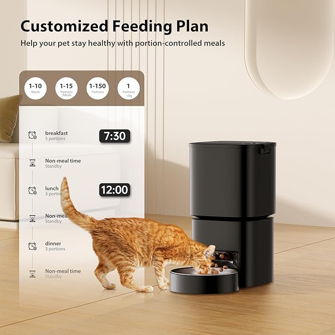 Automatic Cat Feeder, 5L/21 Cup Timed Automatic Pet Feeder, Dual Power Auto Dog Feeders, Pet Dry Food Dispenser for Cats & Small Dogs, 1-10 Meal Programmable 1-15 Portion Control Cat Feeder(Not WiFi)-Mewly Pet