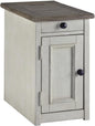Signature Design by Ashley Bolanburg Farmhouse Chair Side End Table with Outlets and USB Ports, Antique Cream & Brown