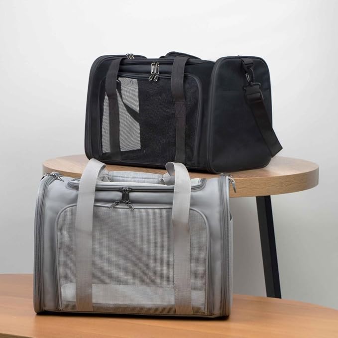 Airline Approved Soft Sided Pet Carrier for Small and Medium Dogs, Cats, and Puppies (Up to 15 lbs), Collapsible Portable Travel Bag for Dogs Cats (Black)-Mewly Pet