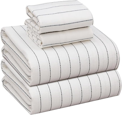 RUVANTI Flannel Sheets Full Size - 100% Cotton Double Brushed Bed Sheets Set, Deep Pockets 16 Inches, All Seasons Breathable & Extra Soft Full Sheets, Warm & Cozy, 4 Piece, Running Dots