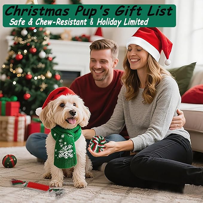 Dog Toys 15 Pack for Teeth Cleaning and Fun, Puppy Teething Chew Toys Tug Rope Squeaky Treat Balls & Rubber Tous Bulk– Variety Dog Gifts Set Reduce Anxiety & Save Furniture, Christmas-Mewly Pet