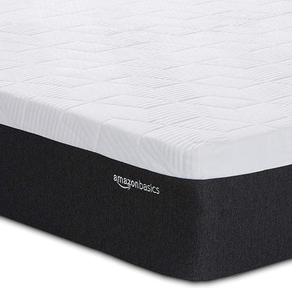 Amazon Basics Gel Memory Foam Mattress, Firm, Cooling, Full Size Mattress, CertiPUR-US® Certified Foam, 75 x 54 x 12 inches, White/Gray