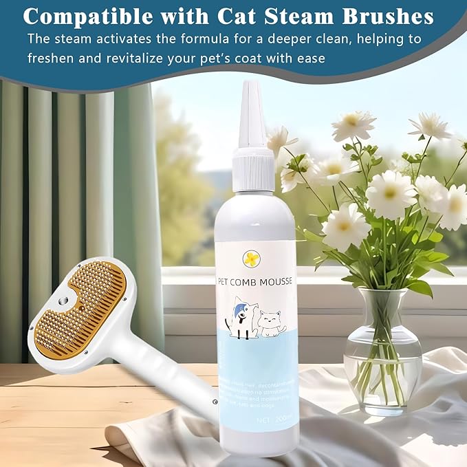 Pet Steam Brush Spray Refill for Dogs & Cats – Concentrated Waterless Shampoo, 3-in-1 Grooming Spray Comb Mist, 1*Shampoo(Steam Brush not Included)-Mewly Pet
