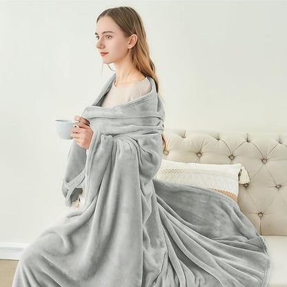 BEDELITE Fleece Blanket Light Grey Throw Blankets for Couch & Bed, Luxury Plush Cozy Fuzzy 60x80 inches, Super Soft Warm Lightweight Throw for Travel Camping