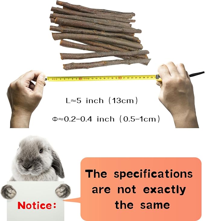 Natural Apple Wood Chew Sticks for Rabbits, Hamsters, Chinchillas, Guinea Pigs - Small Animal Dental Toys for Teeth Grinding & Boredom Relief, Safe Untreated Chew Treats, 350g (12.3oz)-Mewly Pet