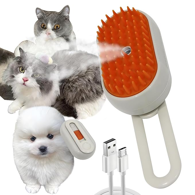 Steam Brush for Cats Dog Steam Brush,3 in 1 Pet Grooming Comb for Shedding,1PCS-Mewly Pet