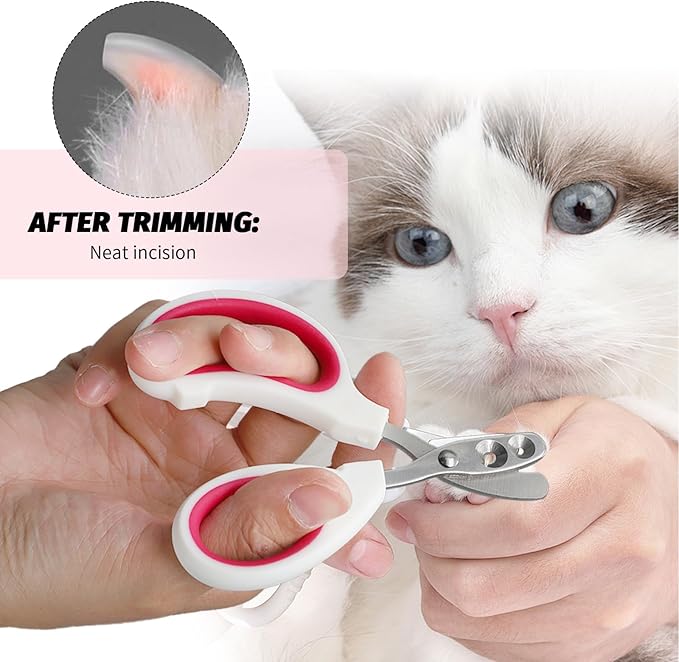 2 PCS Bearded Dragon Nail Clippers, Cat Nail Trimmer, Stainless Steel Cat Claw Clippers, with (White + Pink) Files * 2, Suitable for Reptiles, Novice Pet Families (Orange + Rose Red)-Mewly Pet