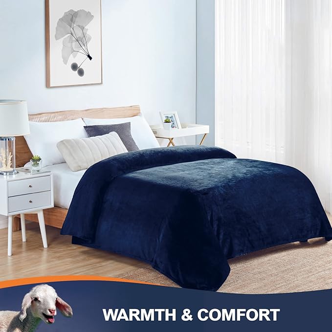 Walensee Fleece Blanket Plush Throw Fuzzy Lightweight (King Size 108x90 Navy Blue) Super Soft Microfiber Flannel Blankets for Couch, Bed, Sofa Ultra Luxurious Warm and Cozy for All Seasons