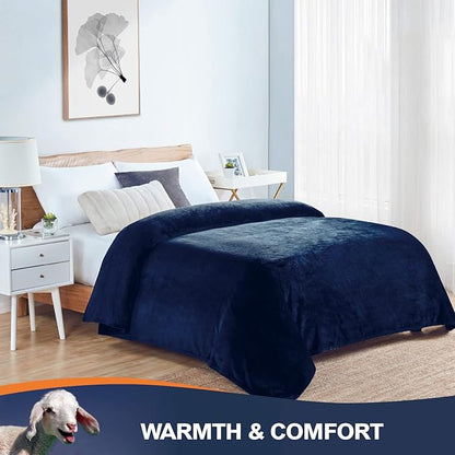 Walensee Fleece Blanket Plush Throw Fuzzy Lightweight (King Size 108x90 Navy Blue) Super Soft Microfiber Flannel Blankets for Couch, Bed, Sofa Ultra Luxurious Warm and Cozy for All Seasons