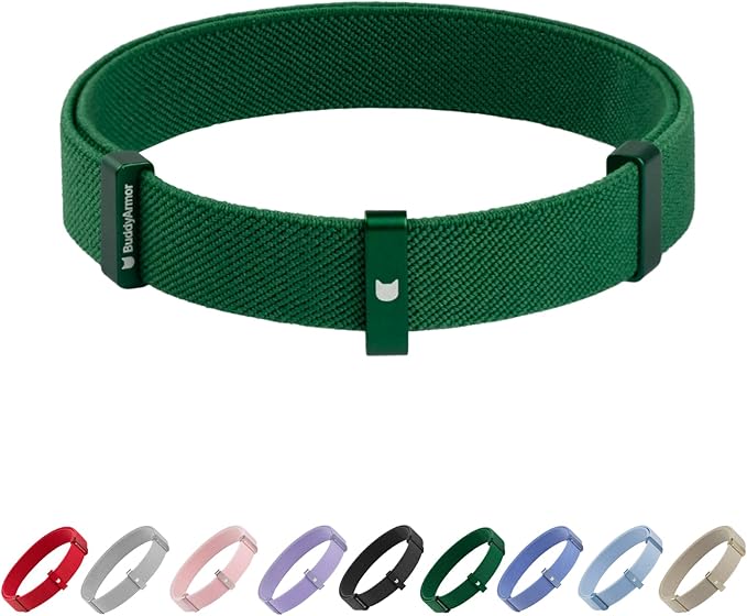 Safety Cat Collar - U.S. IDA Gold Awarding Design, Stretch Elastic Quick Release, Non Breakaway - Light Weight for Kitten, Neck Fit 7.8'-15.7' for All Small Large Cat,M(Alpine Green)-Mewly Pet