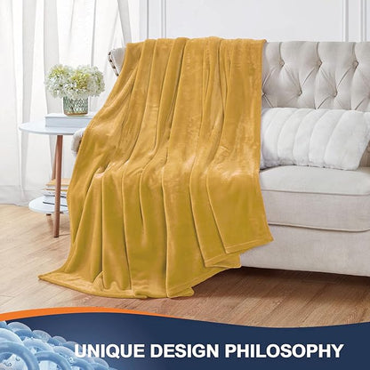 Walensee Fleece Blanket Plush Throw Fuzzy Lightweight (XL-Twin Size 66x90 Honey Gold) Super Soft Microfiber Flannel Blankets for Couch, Bed, Sofa Ultra Luxurious Warm and Cozy for All Seasons