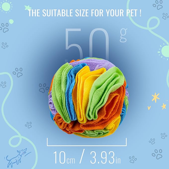 Pet Snuffle Ball, Puzzle Sniffing Interactive Dog Ball for Blind Dogs Training Stress Relief Dog Enrichment Toys Treat Machine Washable (Sweet Purple, 10cm)-Mewly Pet