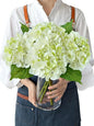 Hydrangea Artificial Flowers, Green/White 4Pcs 21” Latex Real Touch Flowers, Full Faux Silk Flowers Fake Artificial Hydrangeas with Stems for Bouquet Table Centerpieces Wedding Baby Showers