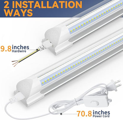 CNSUNWAY 1.5FT LED Shop Light, 20W High-Efficiency Under Cabinet Lighting (6000K Cool White), V-Shape T8 Tube Fixtures – 18" Linkable Under Counter Lights for Kitchen, Workbench, Workshop, 2 Pack