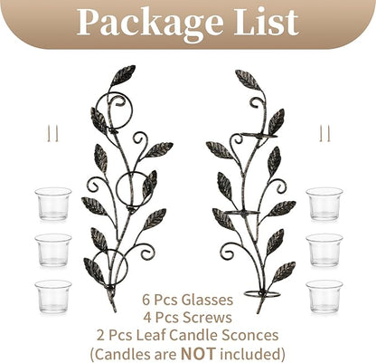 Sziqiqi Wall Sconces Candle Holder - Wall Candle Holder Black Tea Light Candle Sconce Vintage Wall Sconce Set of 2 for Living Room Wall Mount Candle Sconces for Bathroom Dining Room