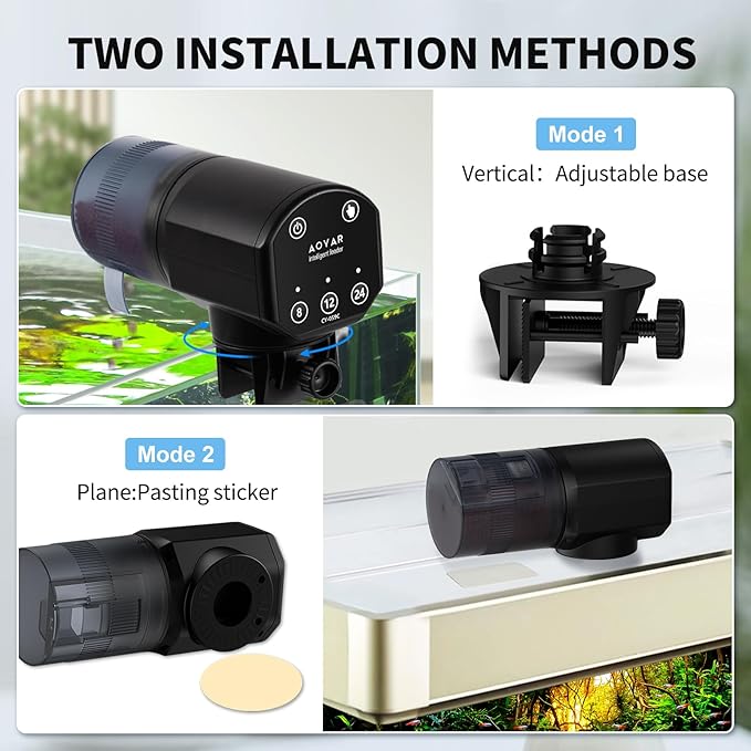 Automatic Fish Feeder for Aquarium: Rechargeable Fish Feeder Dispenser,Moisture-Proof & 200ML Large Capacity Betta Turtle Vacation Feeder,Auto Fish Food Dispenser Timer for Weekends/Business-Mewly Pet