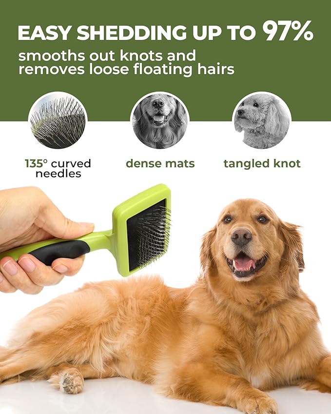 Dog Brush for Shedding Grooming,6 Pack Long-Pin Brush Set for Long Haired Dog Cat Goldendoodles Poodles Doodles Green-Mewly Pet