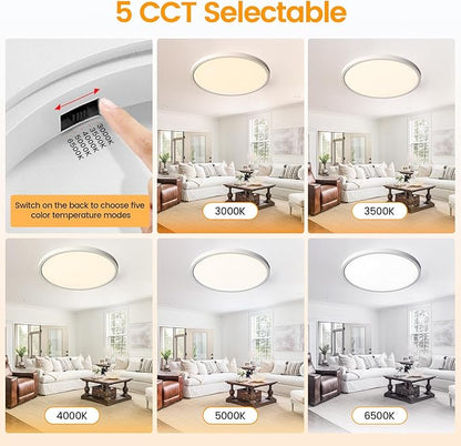 TALOYA 8 Pack 12 Inch Flush Mount LED Ceiling Light Fixture, White Sleek Ceiling Lamps for Kitchen Living Room Laundry, 3000K/3500K/4000K/5000K/6500K CCT Selectable, Easy to Install and Ultra Slim